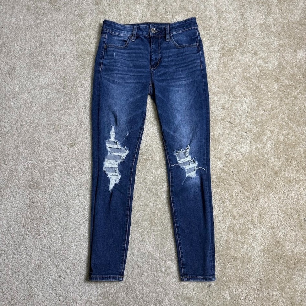 American‎ Eagle Jeans Womens 4 Short Jegging Hi-Rise Casual Dark Wash Denim Blue